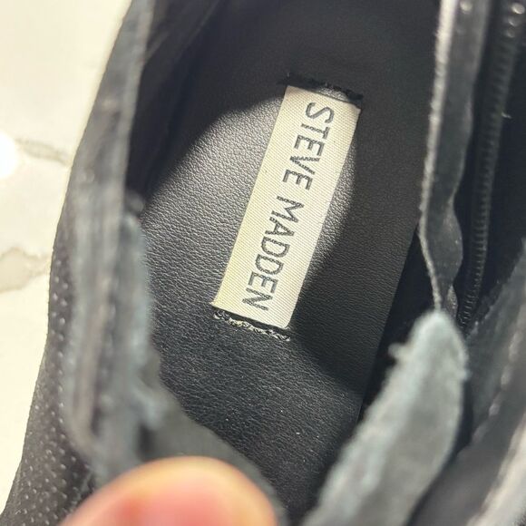 Steve Madden | Women’s Wavery Black Suede Wedge Sneakers Chic High Top Size 7 - Picture 9 of 10